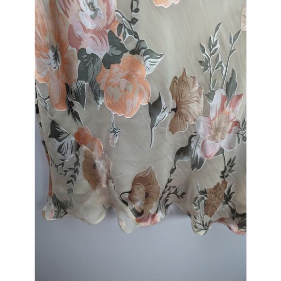 Vintage 90's Y2k Casual Corner Silk Blend Floral Midi Dress Sheer Overlay NWT 8 - Picture 8 of 10